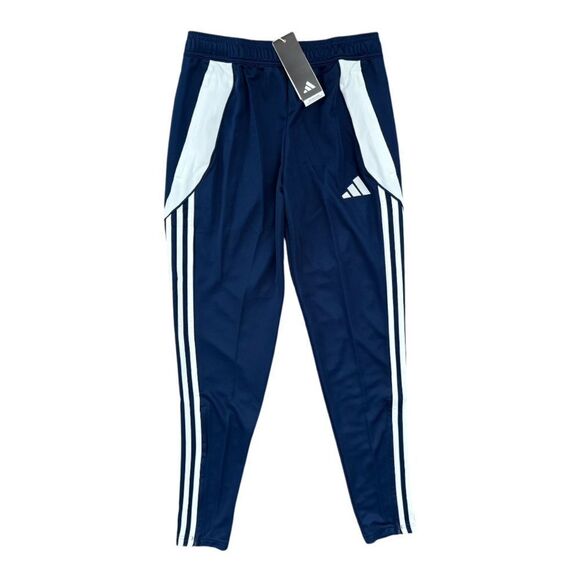 Adidas Navy Blue Sweatpants with Signature Stripes Adidas Tiro24 Football Soccer - Picture 1 of 8